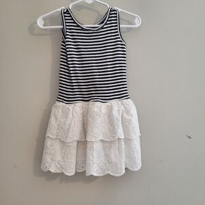 2T sporty stripe and laces dress